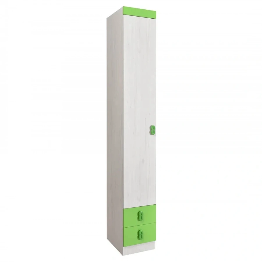 NUMERO 1V2F Στήλη ντουλάπα λευκό δρυς/ πράσινο - 584718