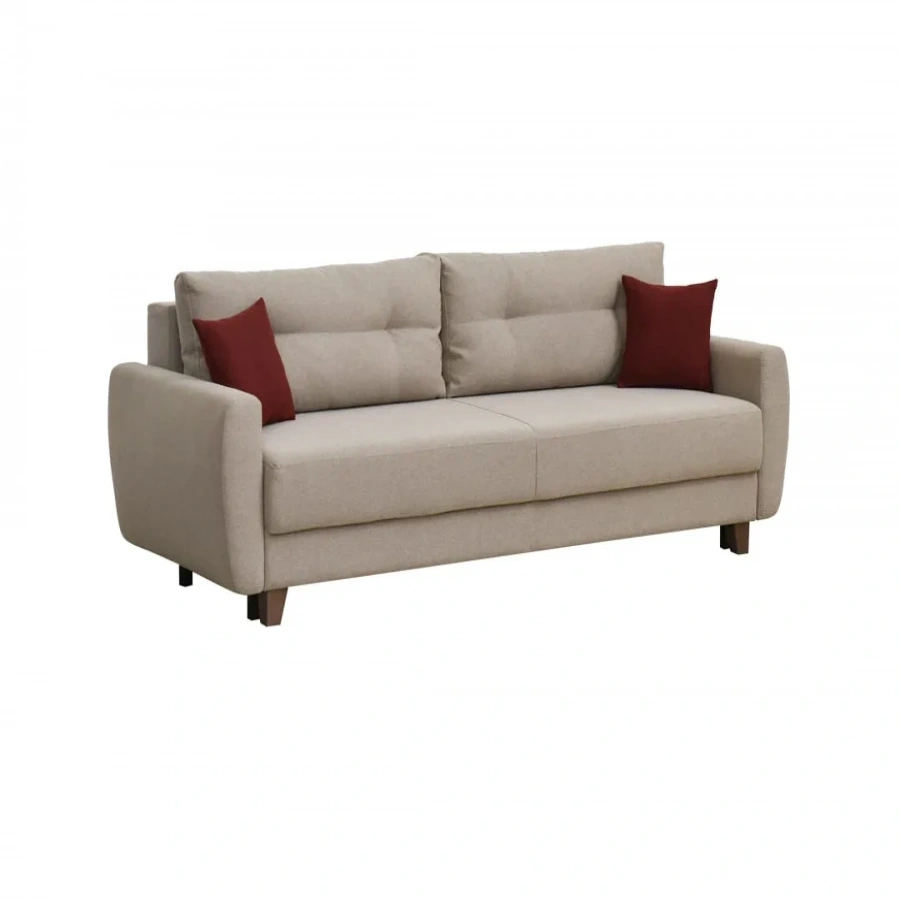 PERLA Τριθέσιος καναπές με κρεβάτι και αποθηκευτικό χώρο μπεζ - MM3053401