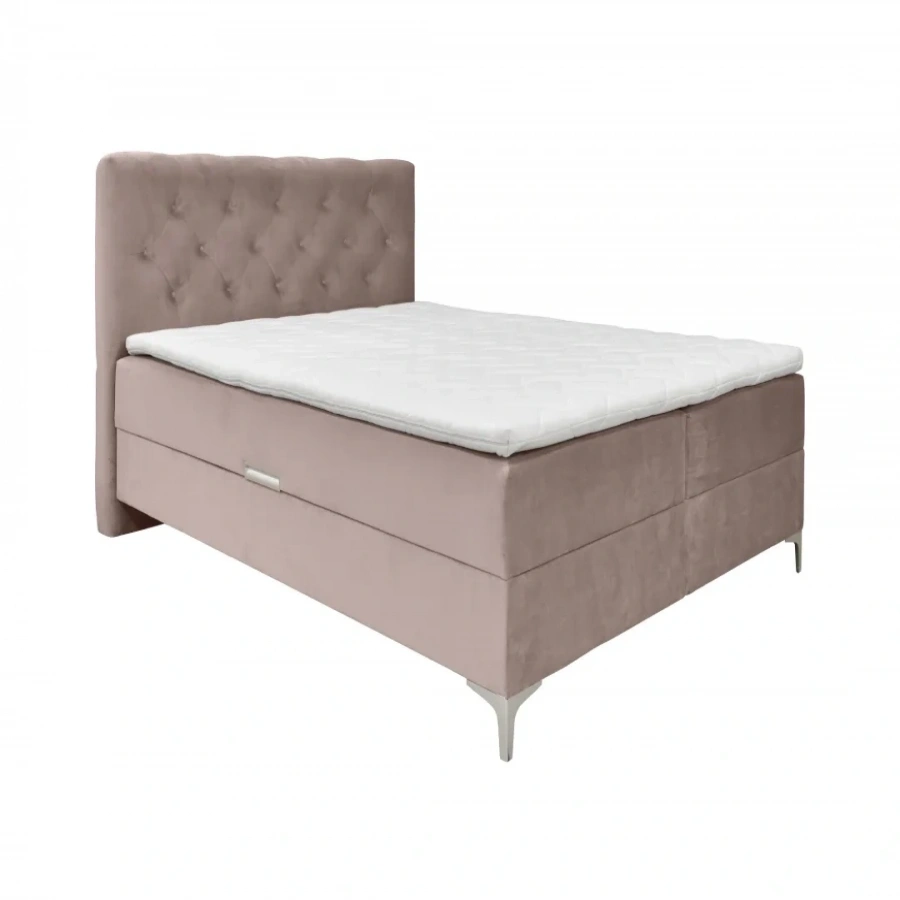 TITTO Κρεβάτι με αποθηκευτικό χώρο, ενσωματωμένο στρώμα 160*200 και ανώστρωμα riviera 62/ ροζ πούδρας - MM3054002